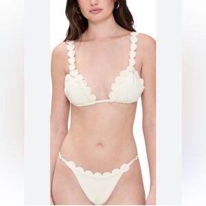 Ancora Agnos Bikini Set Top & Bottom Scallop Laser Cut Ivory Cream White M NEW